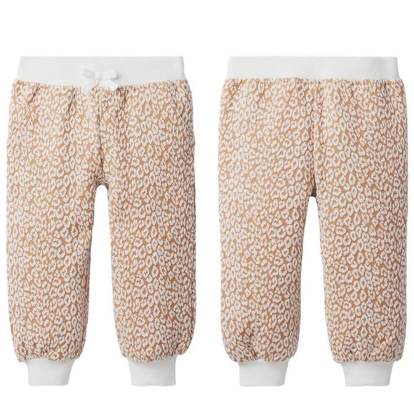 JANIE AND JACK Brown + White Animal Print Jacquard Girl's Jogger Pants Size 8 - Picture 1 of 8